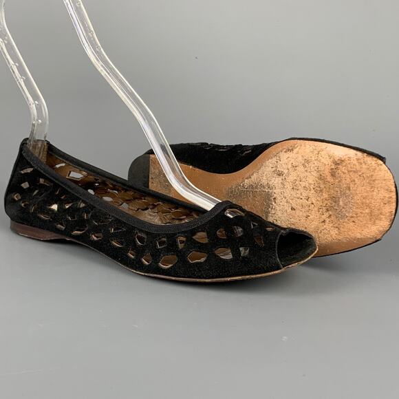 MARNI Size 6 Black Cut Out Suede Flats - Picture 3 of 7